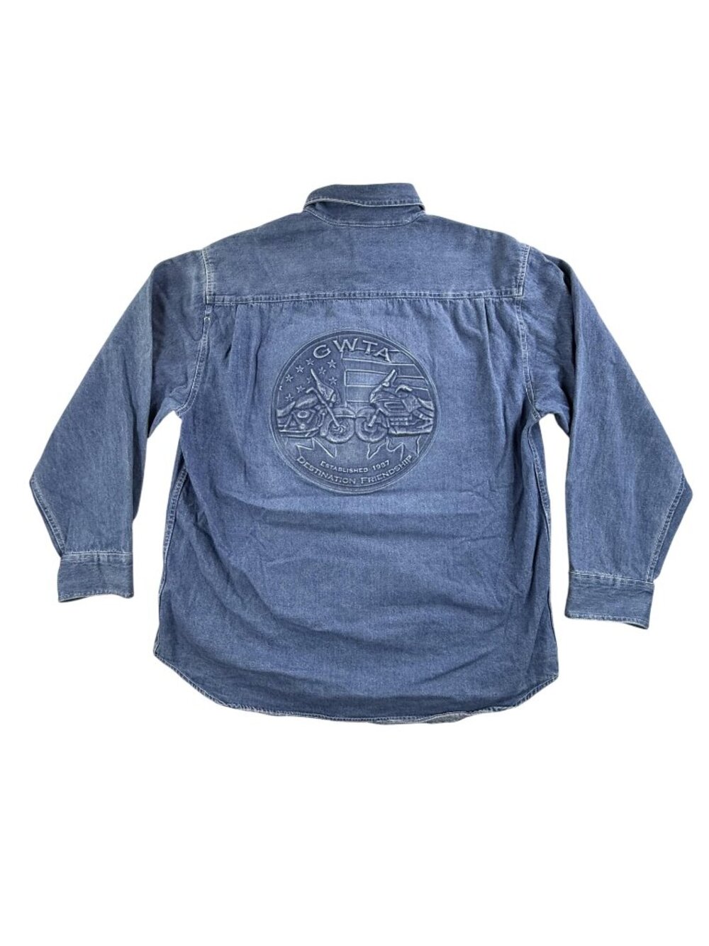 Vintage Honda Goldwing Shirt Mens XL Denim Button Up Long Sleeve GWTA Biker TYCA